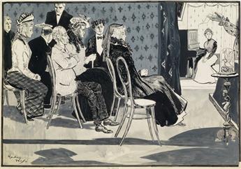 VARIOUS ARTISTS. [DECORATIVE GRAPHICS & ORIGINAL ILLUSTRATIONS.] Group of approximately 34. Sizes vary.